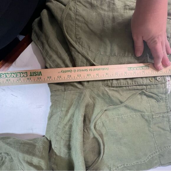 2005 y2k Tommy Hilfiger linen blend wide leg cargo crop pants size 12 roll up - Picture 16 of 16